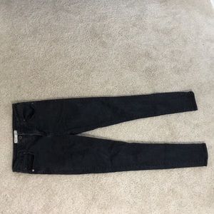 Black, super high rise washed jeans